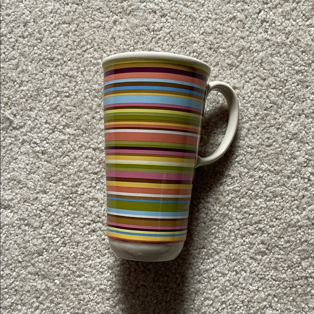 Longaberger Pottery Striped Multicolor Ceramic Mug - Picture 2 of 3